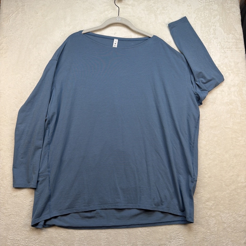Lululemon Pima Cotton Oversized Long Sleeve Top Womens 12 Blue Athleisure Yoga